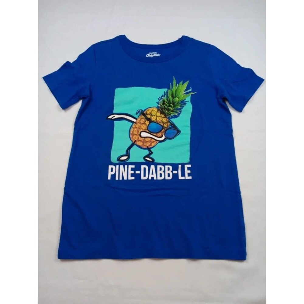 OshKosh Big Boys Blue Pine-Dabb-Le Pineapple Dabbing Graphic Tee Size 14